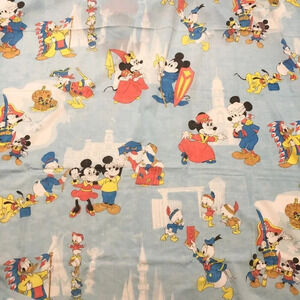 Vintage Disney Mickey Mouse Twin Flat Sheet  Frontierland Bedding Pacific 93x62